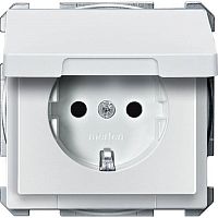 Розетка с заземлением без рамки Schneider Electric Merten Antique 1-м. крышка шторки белый картинка